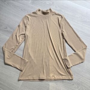 No Boundaries Tan Mock Neck Top